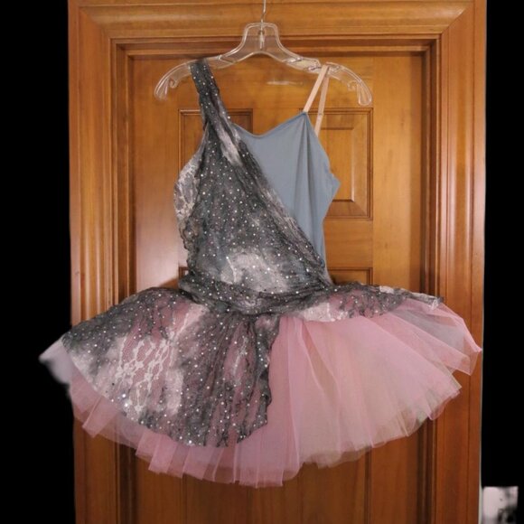 Curtain Call Grey/Pink/Black Ballet Tutu Silver Sequins Adult M - Picture 1 of 8